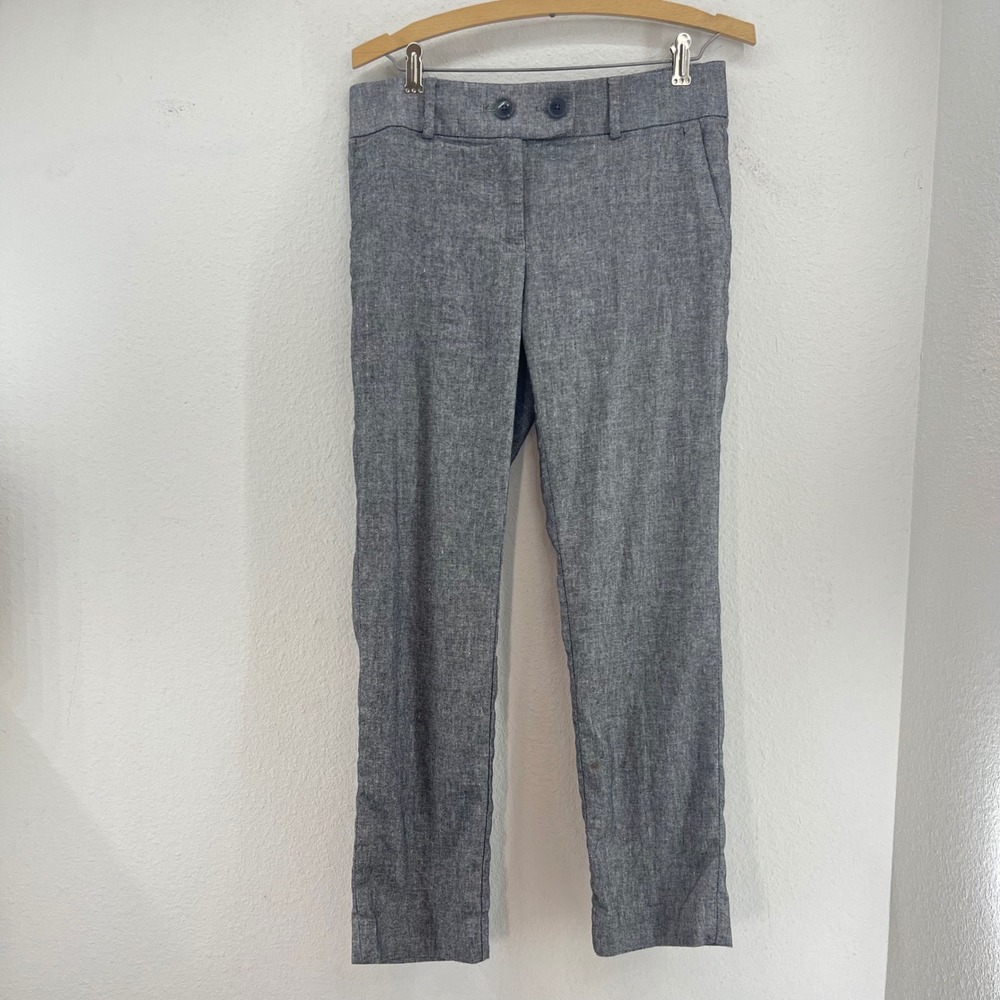 LOFT Slim Linen Blend Pants Womens Sz 2 Gray Cropped Career Trouser Corpcore